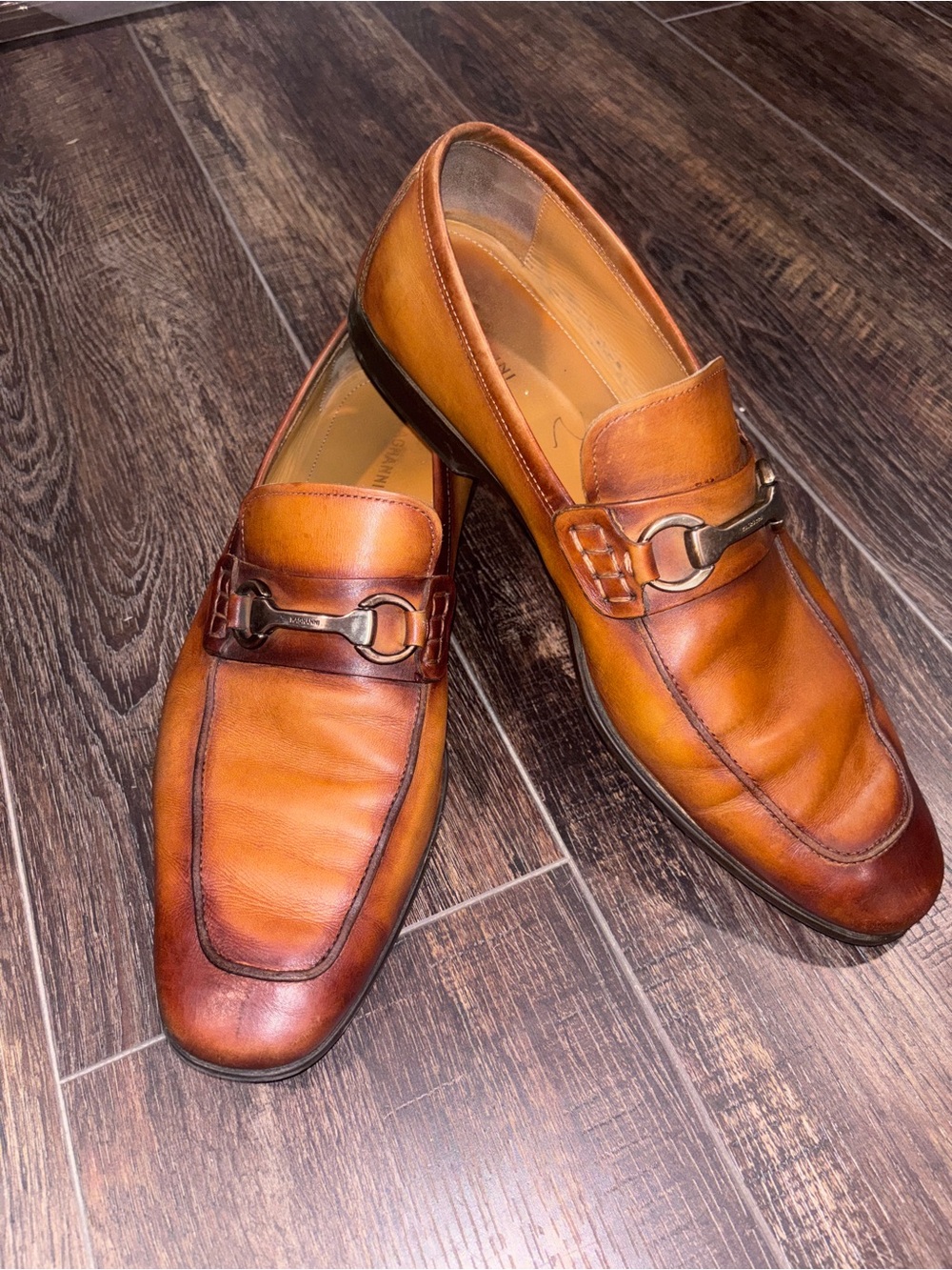 Men's Leather Bit Loafers in Cognac Brown